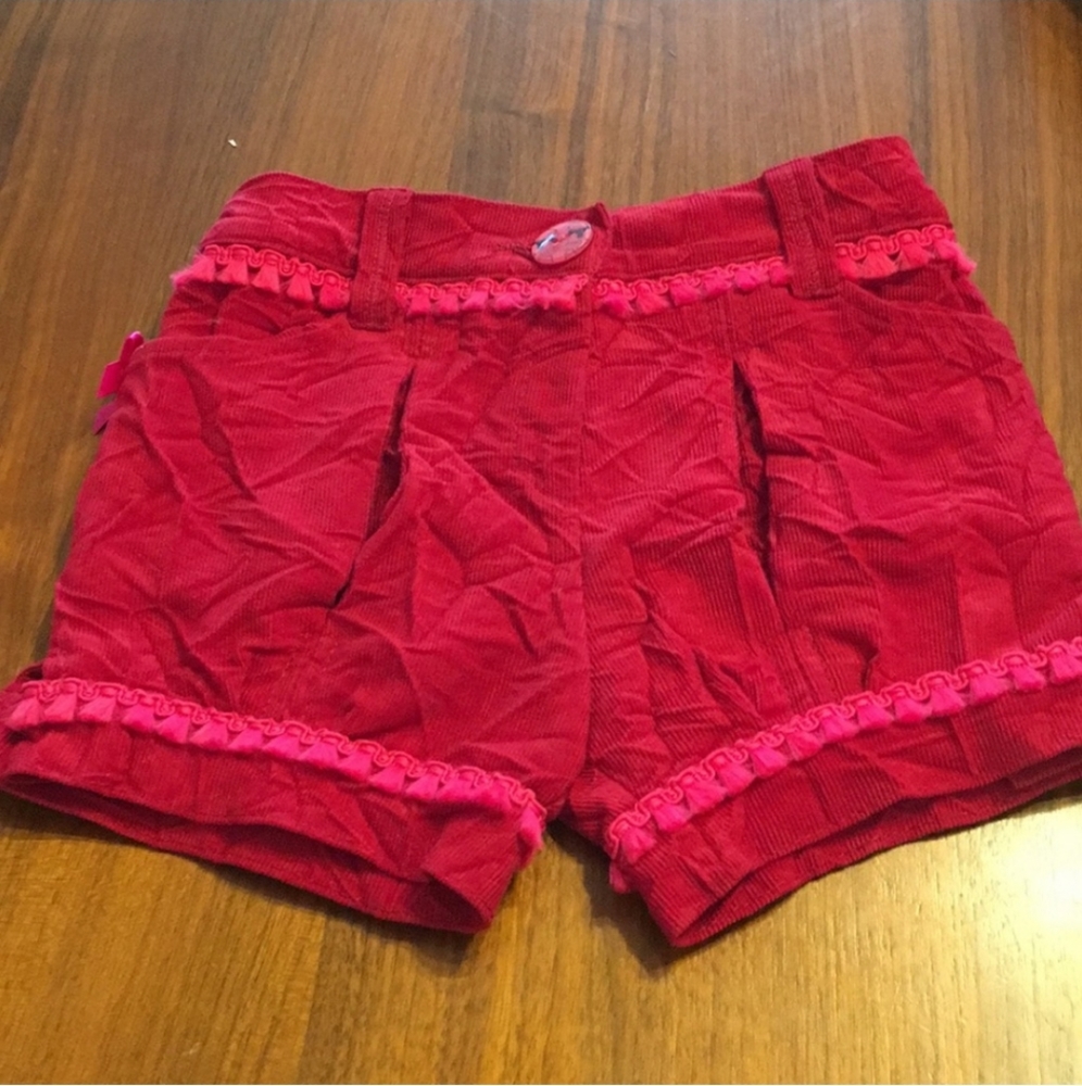 CIRCUS SAVE the QUEEN girl's red corduroy shorts
